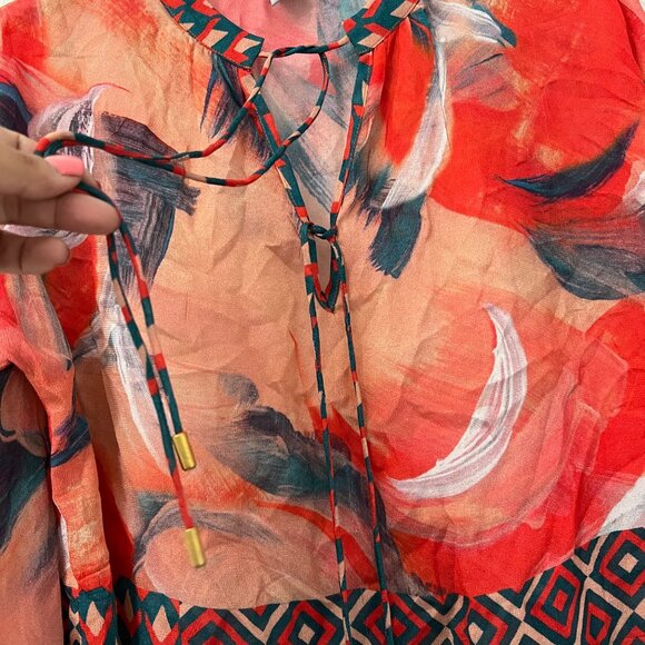 Blank London Womens Multicolor Watercolor Geometric Blouse Size 2XSmall - Picture 2 of 6